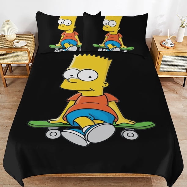 The Simpsons Bed Duvet Cover Microfiber Bedding Sets 3D Printed Lightweight 3 Piece Comforter Sets for Kids Boys Girls