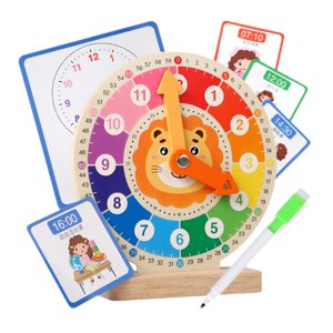 Magideal - Reloj Didáctico Analógico De Madera, Juguete Sensorial Para Leer La Hora, Ayuda Didáctica Portátil Para Aprender La Hora, Herramienta Educativa Para N
