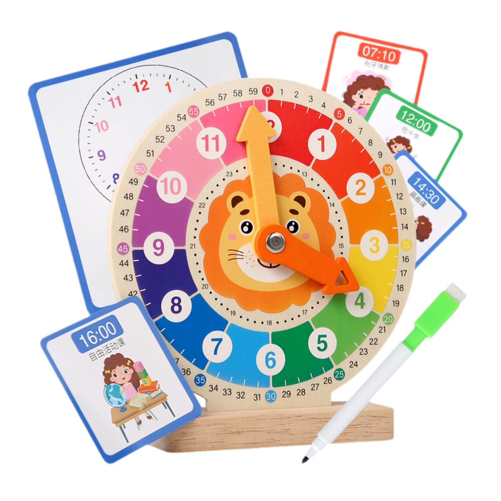 Magideal - Reloj Didáctico Analógico De Madera, Juguete Sensorial Para Leer La Hora, Ayuda Didáctica Portátil Para Aprender La Hora, Herramienta Educativa Para N