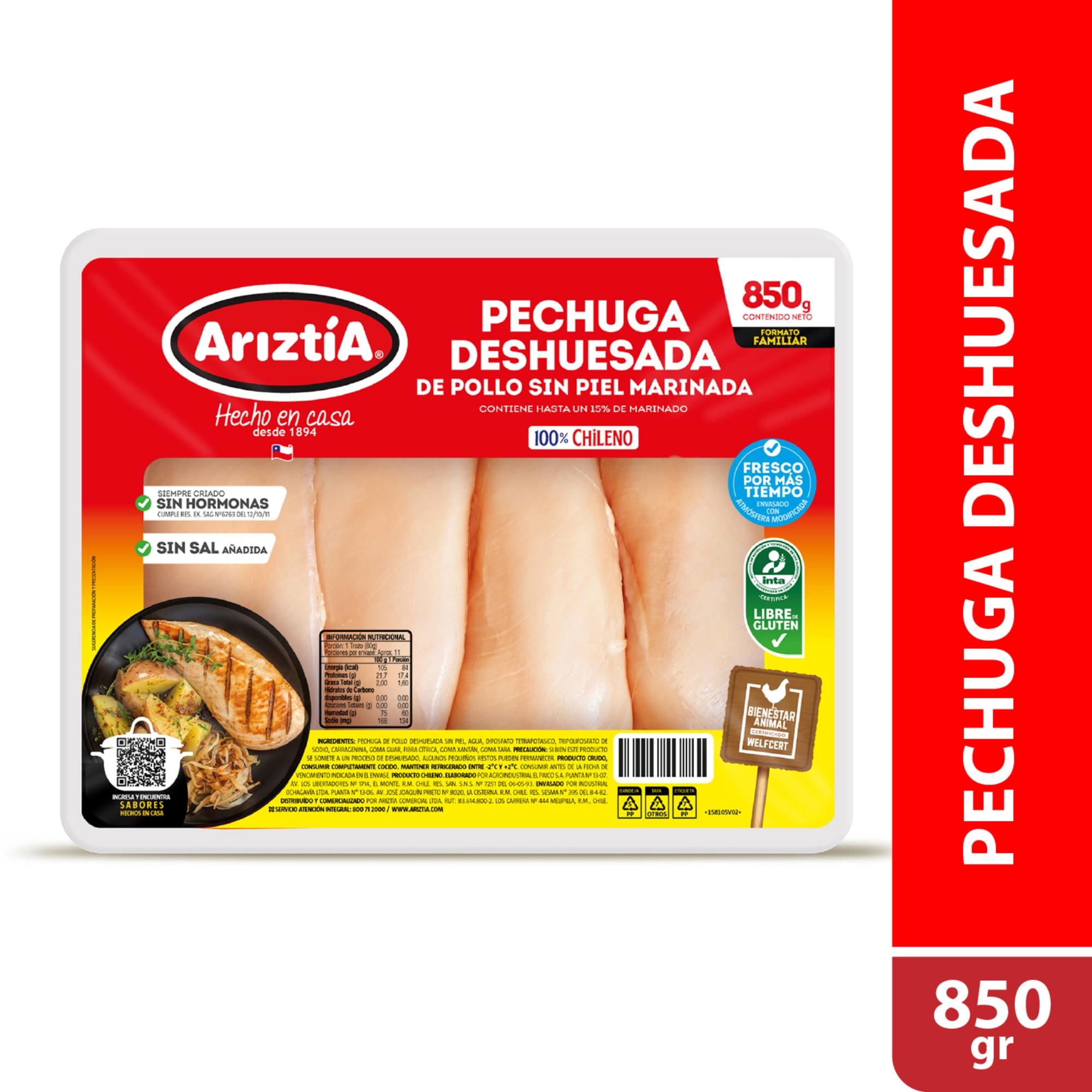 Pollo Pechuga Deshuesada Envasada. 850 g Ariztia
