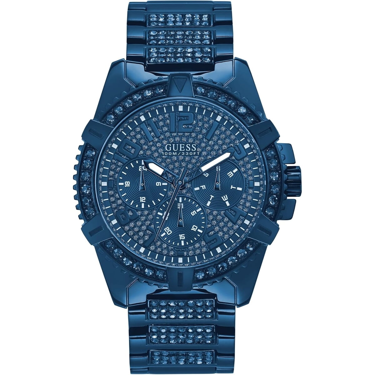Reloj Guess U0799g6 Acero Azul Cristales Cronografo 46mm