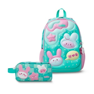 Pack Escolar Mochila Azul Mediana + Estuche Bunny Pump Totto