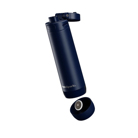 Botella de agua HidrateSpark PRO 2 620 ml con funda de silicona azul marino