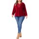 thumbnail image 2 of Agnes Orinda Conjuntos de Halloween Blusa de Terciopelo de Navidad para Mujer de Talla Grande con Manga Larga Acampanada Escote en V con Encaje Suave Elegante Casual Túnica 4X Rojo Vino, 2 of 6