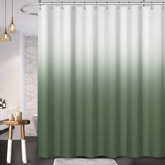 Cortina de Ducha Myst Design Waffle de Poliéster 72 x 72 Pulgadas Blanco Degradado