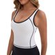 thumbnail image 4 of INSPIRE CHIC Camiseta de Entrenamiento Recortada con Correas Anchas, Escote en U, Acolchado Push Up, Elástica, Ajustada, Bloques de Color para Mujer M Blanco, 4 of 6