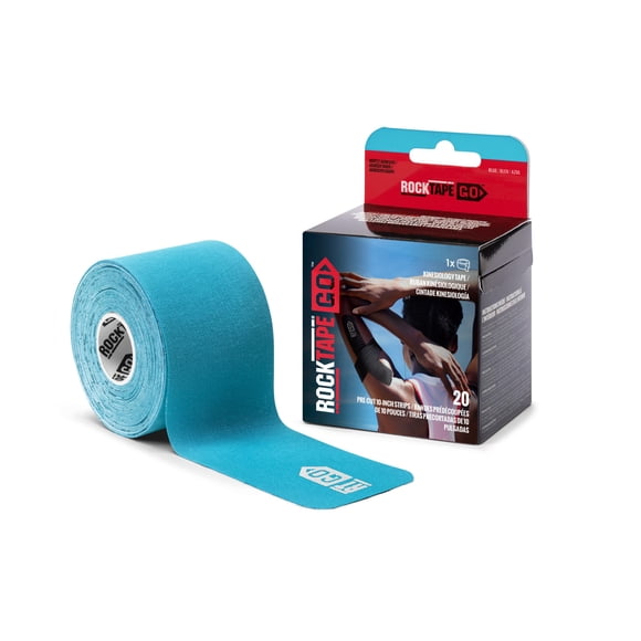 Cinta de kinesiología RockTape Go Gentle, precortada, azul