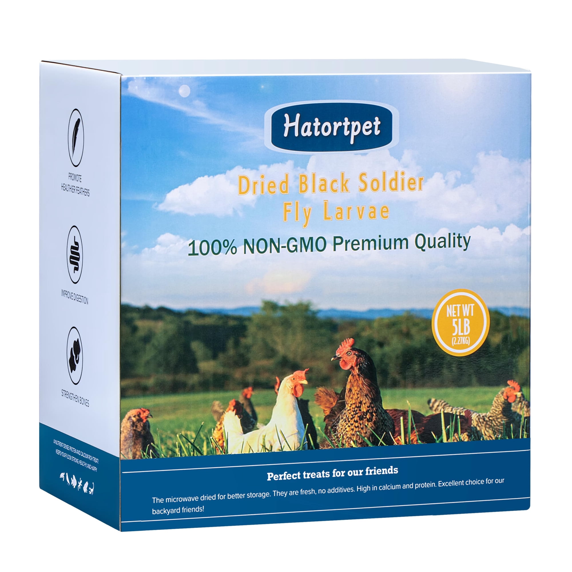 Larvas deshidratadas de mosca soldado negra hatortpet 2,3 kg, alto contenido de proteína