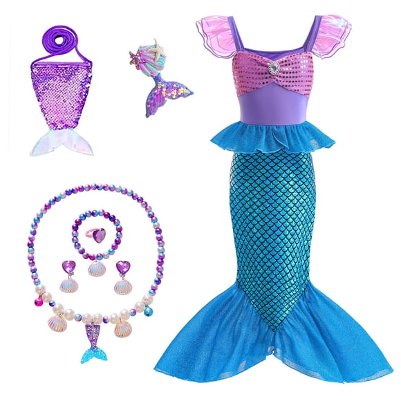 Disfraz de princesa sirena con accesorios para niñas