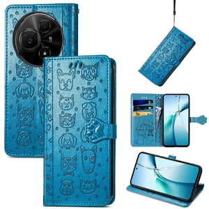 Funda Cartera Foxdock Para Tcl 60 Nxtpaper 4G , Flip Pu Con Relieve De Gatos Y Perros, Tarjetero Y Soporte