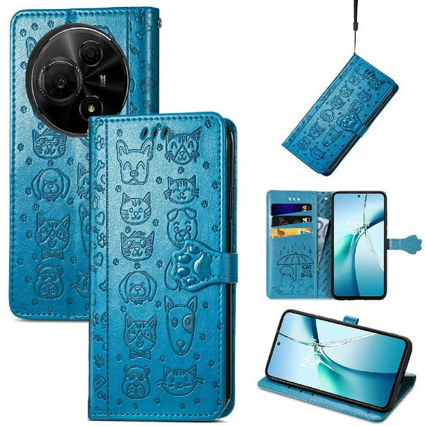 Funda Cartera FOXDOCK para TCL 60 NxtPaper 4G , Flip PU con Relieve de Gatos y Perros, Tarjetero y Soporte
