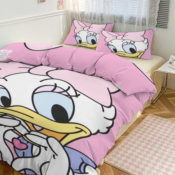 Daisy Duck Print Bedding Set Pattern Duvet Cove Set 3 Pieces 1 Quilt Cover And 2 Pillowcases for Women Men Teens