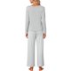 thumbnail image 3 of INSPIRE CHIC Conjunto de Pijama de Manga Larga para Mujer con Cuello en V, Pantalones de Salón a Rayas con Bolsillos y Cintura Ajustable L Gris, 3 of 6