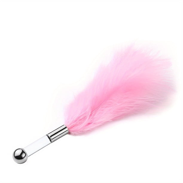 1pc Feather Tickler, BDSM Fetish Role-Play Tender Caresses Flirting Feather Brush, 4 Colors Multi-functional Metal Rod, Feather Tickler, Lovers Sex Toys