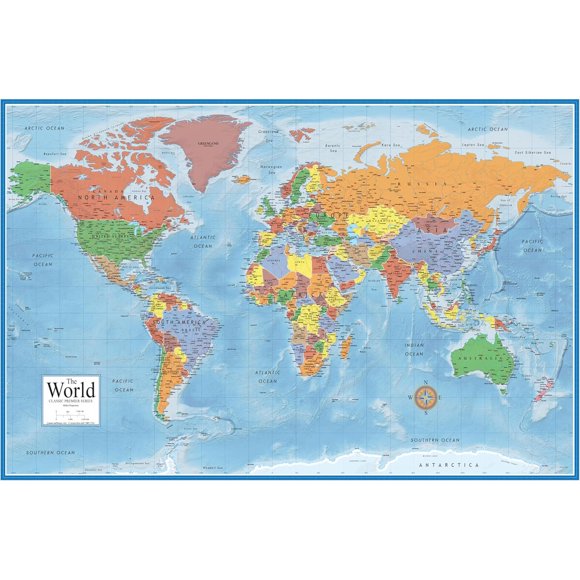 Swiftmaps World Premier Wall Map Poster Mural 24h x 36w Pape