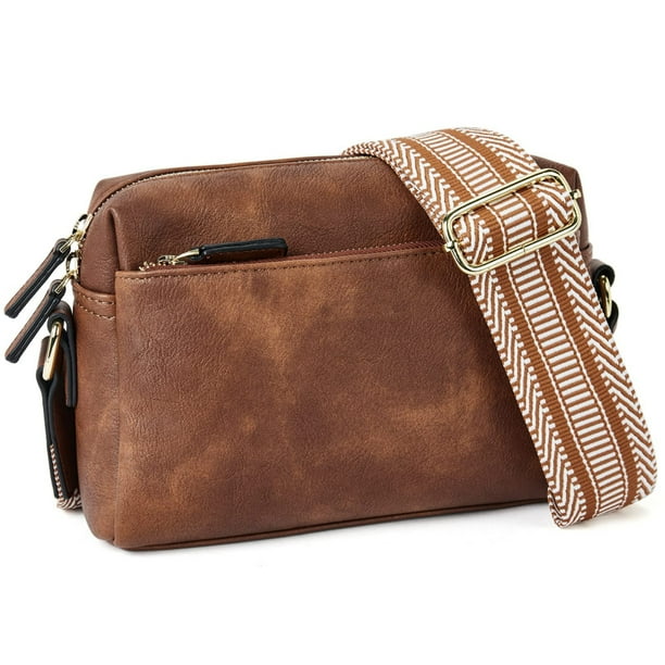 Handytasche zumhängen, Bolso bandolera de cuero PU Damen Breiter Gurt, Umhängetasche Damen Klein, Reißverschlusstasche Handy Umhängetasche