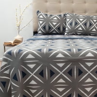 Sábanas De Polar Composé King / Triángulos Gris Blanco – Doral