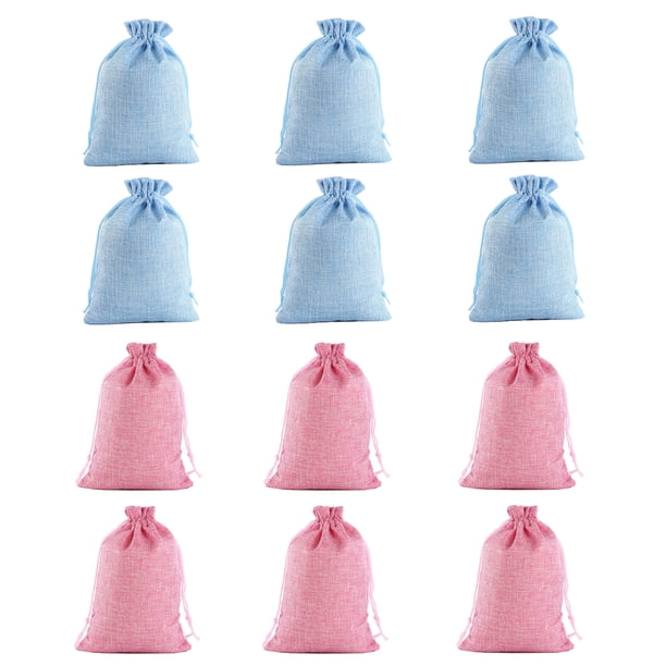 Paquete de 12 bolsas de regalo para fiestas: minibolsas de lona con cordón para regalos, para cumpleaños infantiles y fiestas, 13 x 18 cm