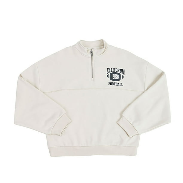 Poleron Niña Teen Half Zipper Sporty Beige Corona