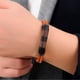 thumbnail image 3 of Pulsera unisex cuero naranja con detalles en cuero negro y café, 3 of 7