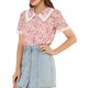 thumbnail image 4 of INSPIRE CHIC Camisa Floral Chic de Regreso a Clases para Mujer, Manga Corta, Cuello de Encaje Peter Pan, Botones al Frente, Blusa Rosa XS, 4 of 8