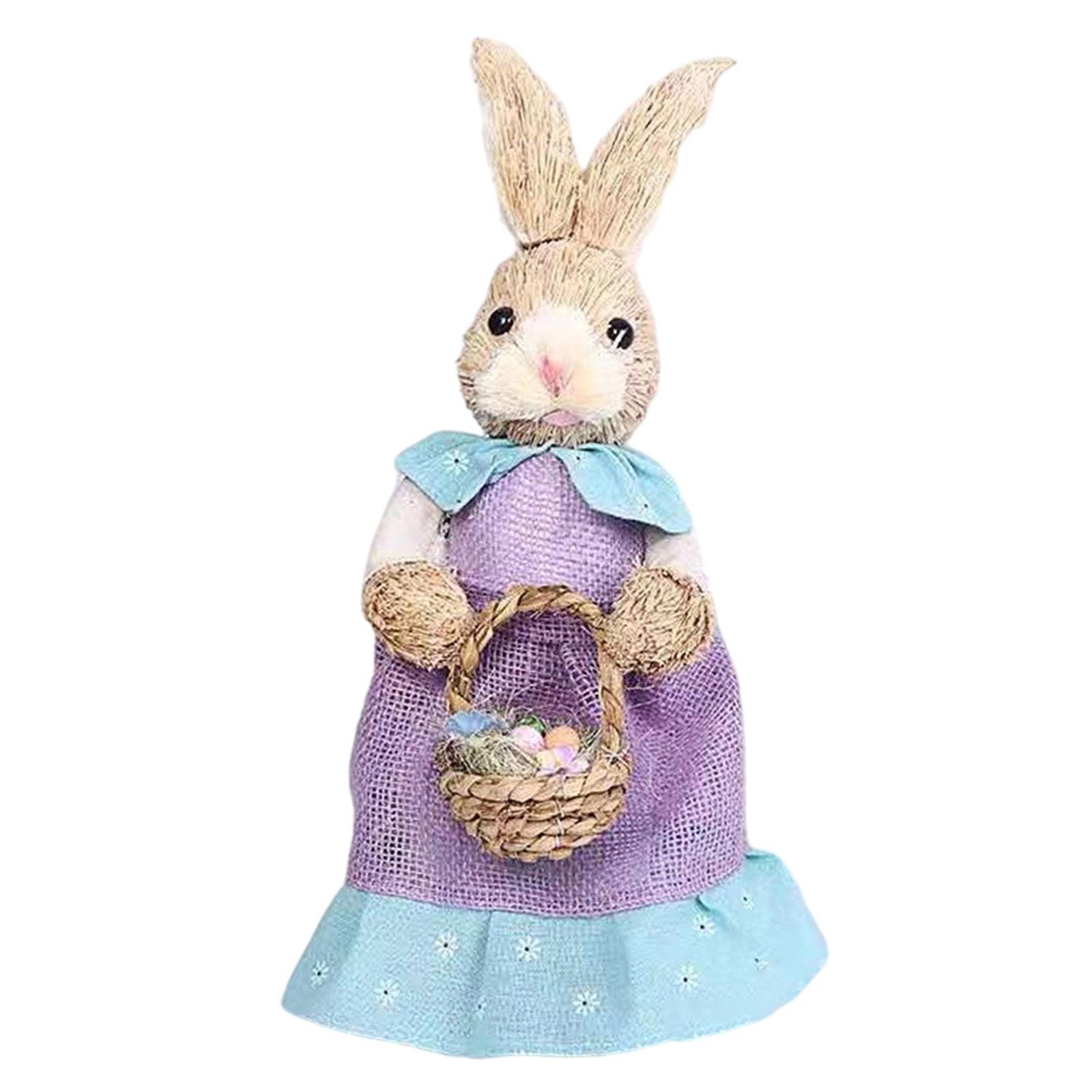 Magideal - Easter -- Rabbit Decor Photo Props Tema De Pascua Suministros Para Fiestas Art Bunny Esculturas Conejo Decoración Para Escritorio Primavera I Cesta