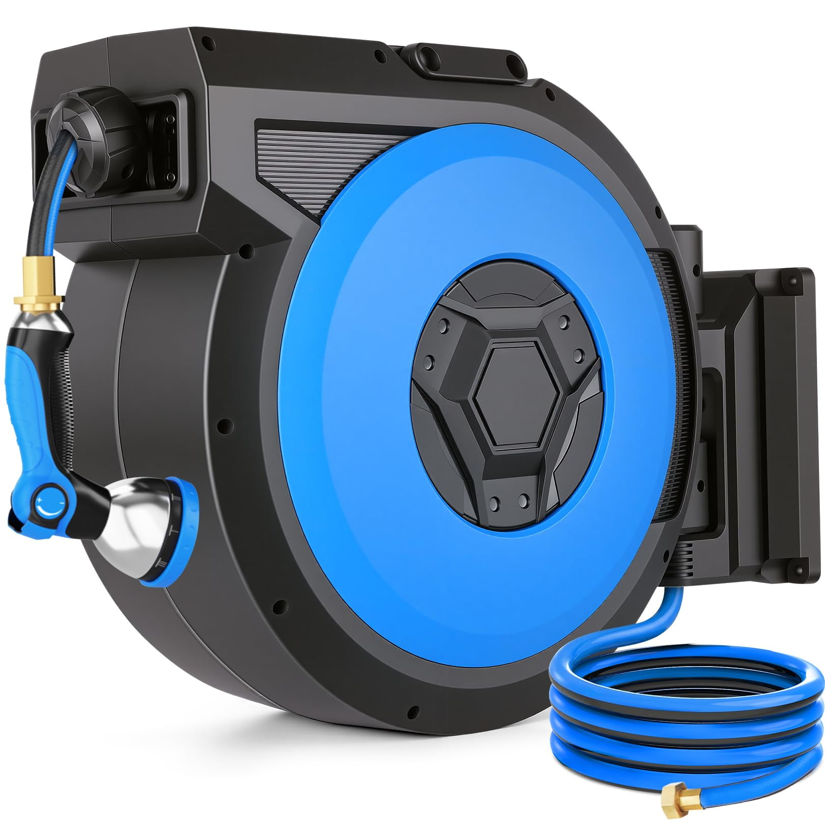 Manguera De Jardín Retráctil Homdox De 5/8 X 82 Pies Con Boquilla De 10 Patrones