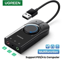 Adaptador De Audio Externa 2.0 Usb-A/ 2Jack 3.5Mm M/2H (Estereo + Mic) + Controles Negro Ugreen Cm129