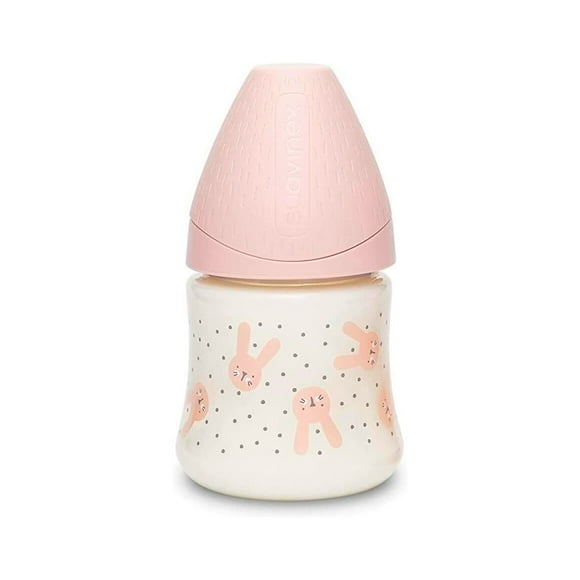 Mamadera Premium Hygge Rosa De 150ml Con Tetina Redonda De Silicona Flujo Lento +0 Meses
