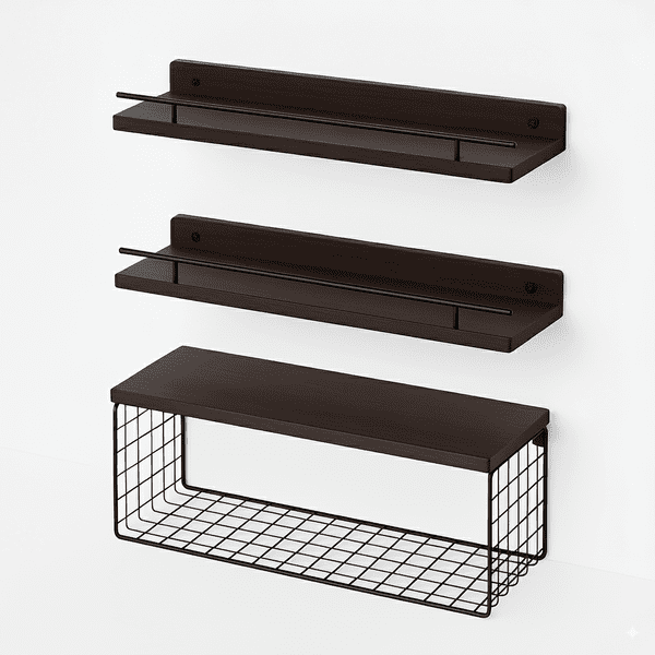 Estilodomus - Set De 3 Repisas Flotantes De Madera Y Metal