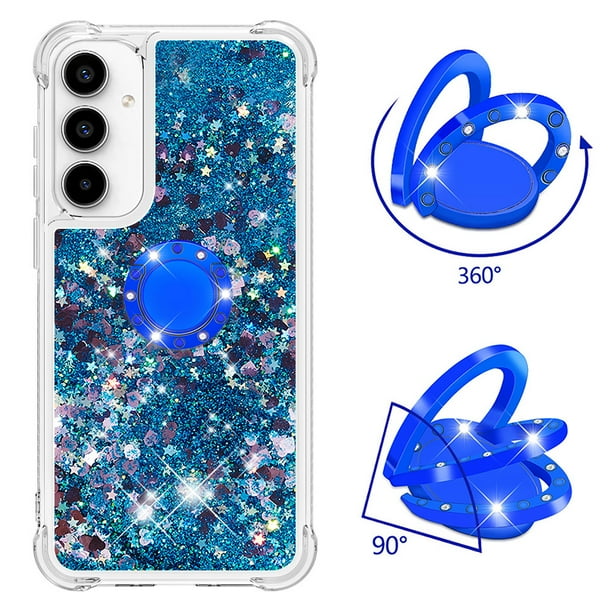 Funda Para Samsung Galaxy A56 Con Brillo Líquido, Protección Completa Y Soporte De Anillo Giratorio