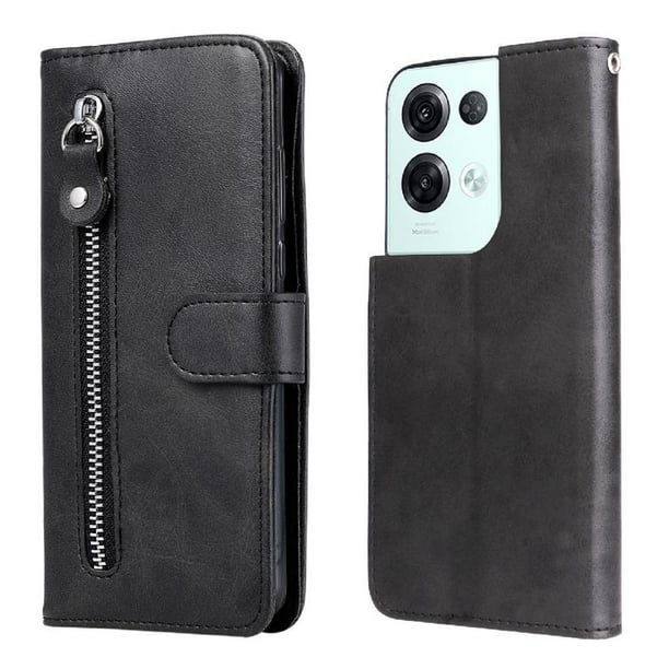 Funda con Cremallera para OPPO Reno 8 Pro 5G, Carcasa Cartera de Cuero PU con Soporte y Tarjetero