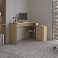 Tuhome - Escritorio En L 1 Puerta 71X125X90 Cm Eco Fresno