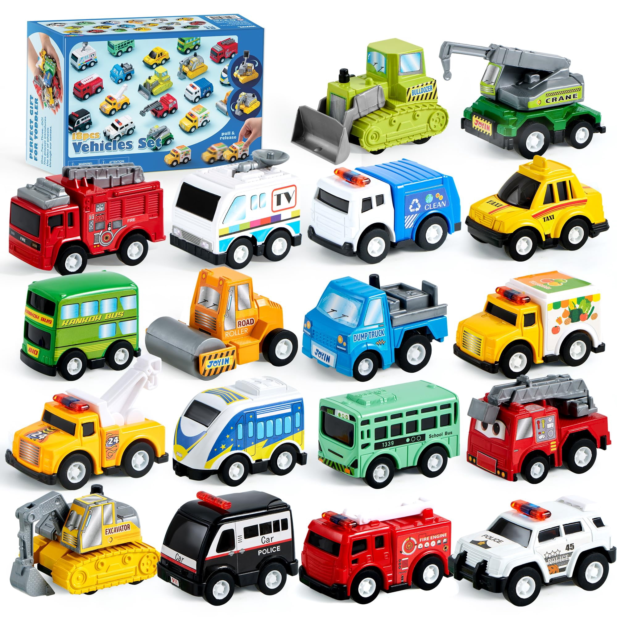 Set De Vehículos De Juguete Joyin Pull Back City Cars And Truck X18