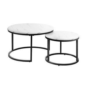 Habita2 Chile - Mesa Nido Base Metalica Negra Tope Simil Marmol