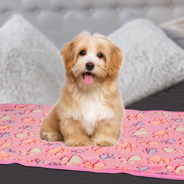 Manta para mascotas Uxcell, manta de franela con huellas impresas, 21x30 pulgadas, (rosa, 1 paquete 3)
