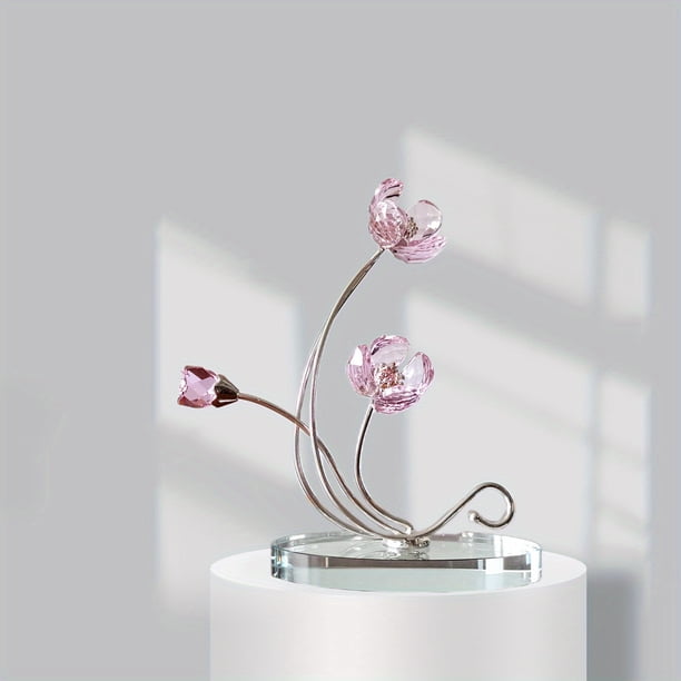 Crystal Flower Figurine Lucky Flower Clover Decoration For Friends Lucky Collection Gift Holiday Gift For Wedding Party (With Gift Box)