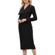 thumbnail image 4 of INSPIRE CHIC Vestido Elegante de Mujer Lápiz Cuello en V Manga Larga 2025 Vestidos de Trabajo a la Rodilla XL Negro, 4 of 5