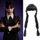 thumbnail image 4 of Peluca de Miércoles Addams | Pelucas trenzadas negras para mujeres y niñas. Peluca de disfraz de Miércoles con flequillo para fiesta de Halloween (con flequillo)., 4 of 7