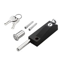 Magideal - Cerradura De Pernos De Puerta, Pestillo De Piso De Puerta De Vidrio, Fácil De Usar, Aleación De Zinc, Cerradura De Tierra Sólida, Perno Deslizante Par Negro