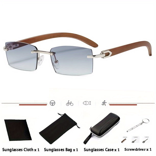 Trendy Men's Frameless Rectangle Sunglasses with UV400 Protection