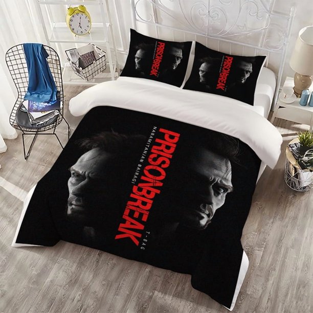 3pcs Prison Break Poster Suspense T-BAG Corner Pattern Set Soft Duvet Cover + 2 Pillowcases