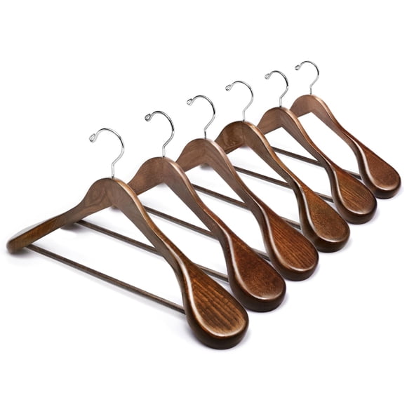 Percheros Amber Home de madera de nogal con hombros anchos, paquete de 6