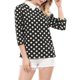thumbnail image 5 of INSPIRE CHIC Blusa de Mujer con Cuello Peter Pan en Contraste, Mangas 3/4, Camisa L Negra, 5 of 8