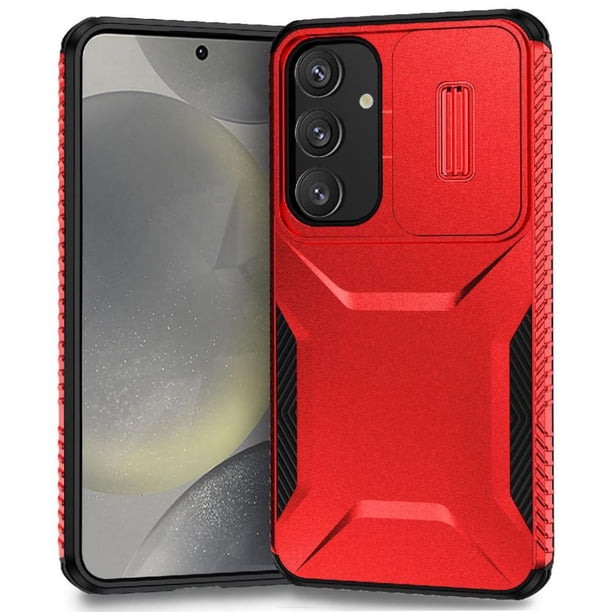 Funda Resistente para Samsung Galaxy S25 Plus 5G con Tapa Deslizante y Protección Militar Rojo