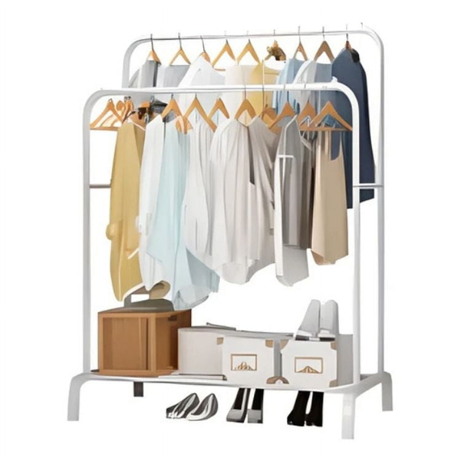 Crusec - Perchero Organizador Estante De Ropa Multiuso De Metal - Blanco