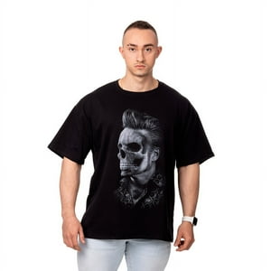 Sigel - Polera Hombre Oversize Estampado Barber Negro Talla M