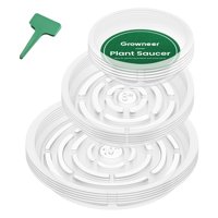 Platillos Para Plantas Growneer, 6, 10 Pulgadas, Transparentes Con Etiquetas, Paquete De 15
