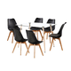 thumbnail image 1 of Comedor Mesa de Vidrio Rectangular 120x80 + 6 Sillas Tulip Negras, 1 of 8