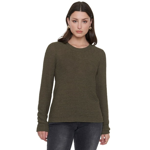 Sweater Mujer Cinta Color Verde Oliva Corona